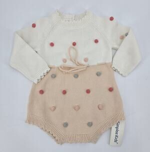 Simplee Kids Nordic Baby Knit‎ Long Sleeve Pom Pom  Sweater RomperSize 90 18–24M